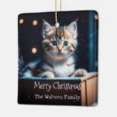 Persoonlijk kerstbericht Kerstkatje Keramisch Ornament (Links)
