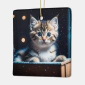 Persoonlijk kerstbericht Kerstkatje Keramisch Ornament (Links)