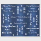 Persoonlijk kerstblauw cadeaupapier (Vlak)