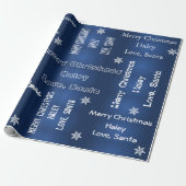 Persoonlijk kerstblauw cadeaupapier (Uitgerold)