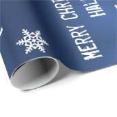 Persoonlijk kerstblauw cadeaupapier (Rol Hoek)