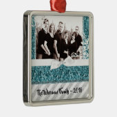 Persoonlijk kerstblauw Glitter PHOTO Ornament (Rechts)