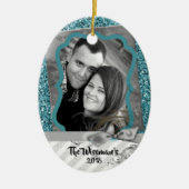Persoonlijk kerstblauw Glitter PHOTO Ornament (Voorkant)