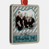 Persoonlijk kerstblauw Glitter PHOTO Ornament (Rechts)