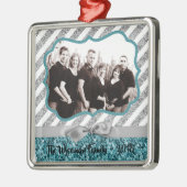 Persoonlijk kerstblauw Glitter PHOTO Ornament (Links)