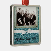 Persoonlijk kerstblauw Glitter PHOTO Ornament (Rechts)