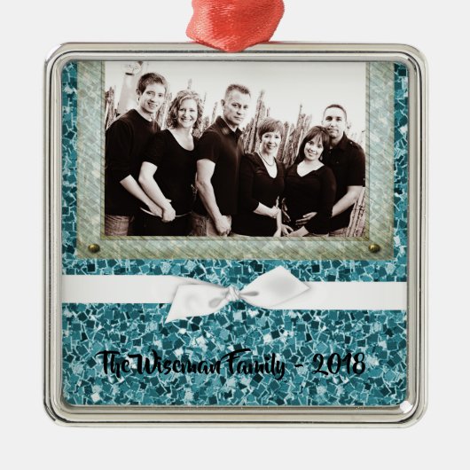 Persoonlijk kerstblauw Glitter PHOTO Ornament (Voorkant)