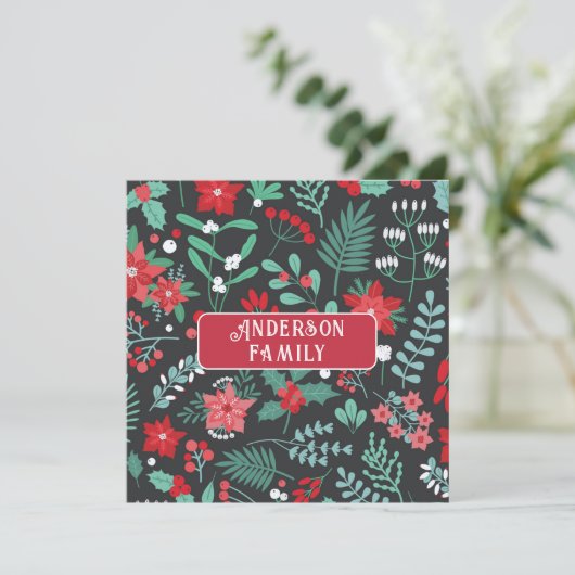 Persoonlijk kerstbloem patroon familienaam (Staand voorkant)