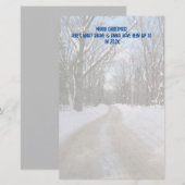 Persoonlijk kerstbriefpapier met winterweg briefpapier (Voorkant / Achterkant)