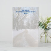 Persoonlijk kerstbriefpapier met winterweg briefpapier (Staand voorkant)