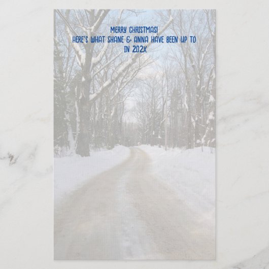 Persoonlijk kerstbriefpapier met winterweg briefpapier (Voorkant)