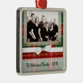 Persoonlijk kerstcadeau Tartan FOTO-versiering Metalen Ornament (Rechts)