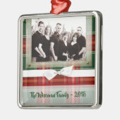 Persoonlijk kerstcadeau Tartan FOTO-versiering Metalen Ornament (Links)