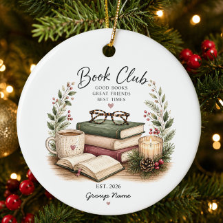 Persoonlijk Kerstcadeau voor Boekclub Keramisch Ornament