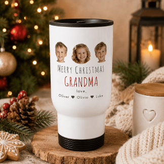 Persoonlijk kerstcadeau voor oma met 3 foto's voor reisbeker