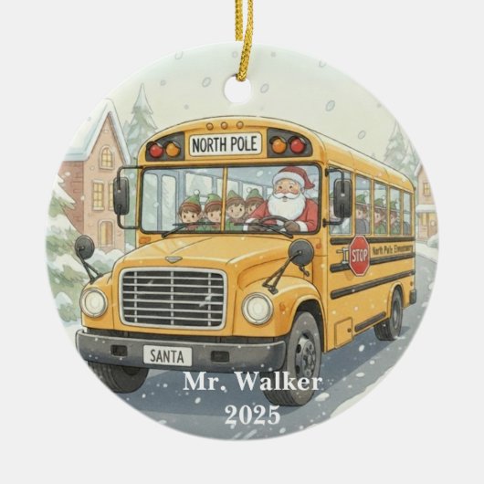 Persoonlijk Kerstcadeau voor schoolbuschauffeur Keramisch Ornament (Voorkant)