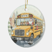 Persoonlijk Kerstcadeau voor schoolbuschauffeur Keramisch Ornament (Links)