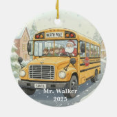 Persoonlijk Kerstcadeau voor schoolbuschauffeur Keramisch Ornament (Achterkant)