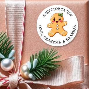 Persoonlijk kerstcadeaukaartje Mooie roze Ronde Sticker