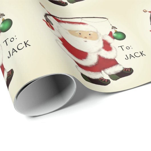 Persoonlijk kerstcadeaupapier met vismotief cadeaupapier (Rol Hoek)