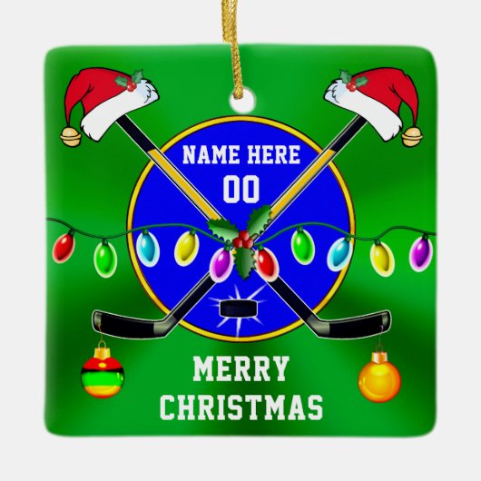 Persoonlijk, kerstcadeautjes voor Hockey-spelers Keramisch Ornament (Voorkant)