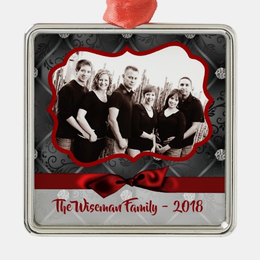 Persoonlijk kerstdiamant-Ornament Metalen Ornament (Voorkant)