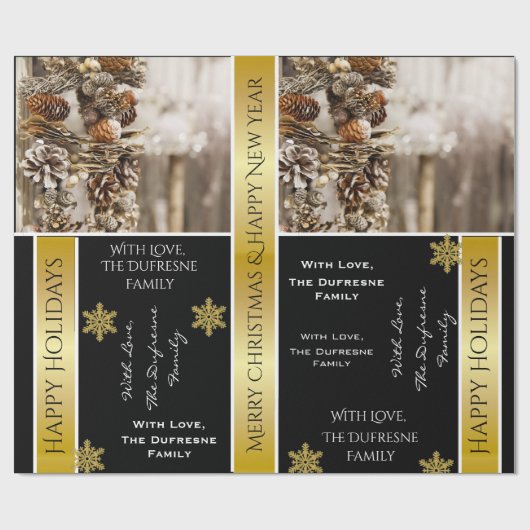 Persoonlijk kerstfeest cadeaupapier (Vlak)