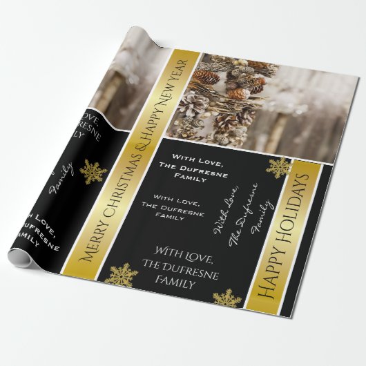 Persoonlijk kerstfeest cadeaupapier (Uitgerold)