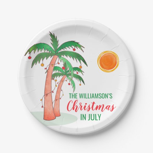 Persoonlijk kerstfeest in juli papieren bordje (Voorkant)