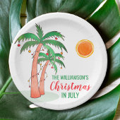 Persoonlijk kerstfeest in juli papieren bordje