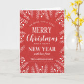 Persoonlijk kerstfeest met fijne rode kerst nieuwj kaart (Gele Bloem)