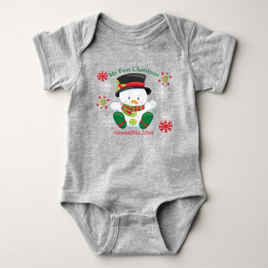 Persoonlijk kerstfeest Snowman Romper (Voorkant)