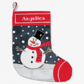 Persoonlijk kerstfeest Snowman Stocking Kleine Kerstsok (Voorkant)