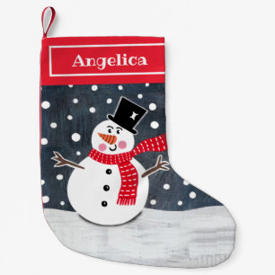 Persoonlijk kerstfeest Snowman Stocking Kleine Kerstsok