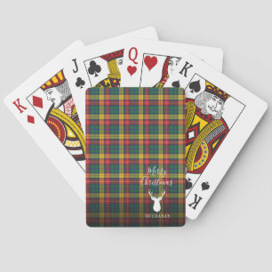 Persoonlijk kerstfeest Tartan Clan Buchanan Pset Pokerkaarten