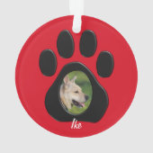 (Persoonlijk) kerstfoto Naam rood/zwart Ornament (achterkant)