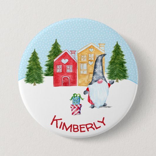 Persoonlijk kerstgenoom ronde button 7,6 cm (Voorkant)