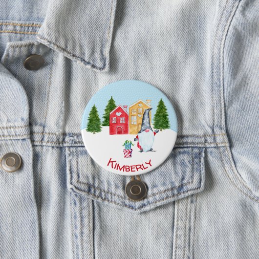 Persoonlijk kerstgenoom ronde button 7,6 cm (In situ)