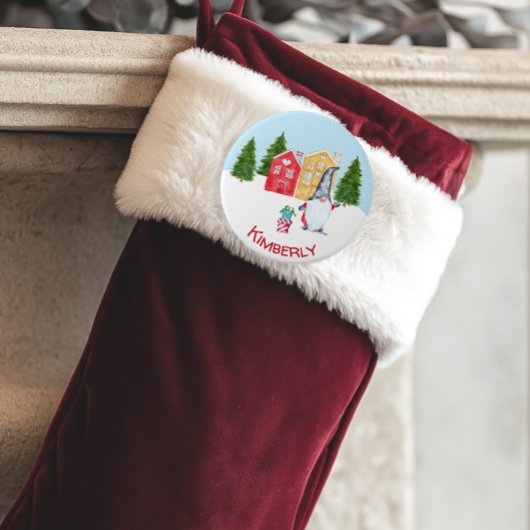 Persoonlijk kerstgenoom ronde button 7,6 cm