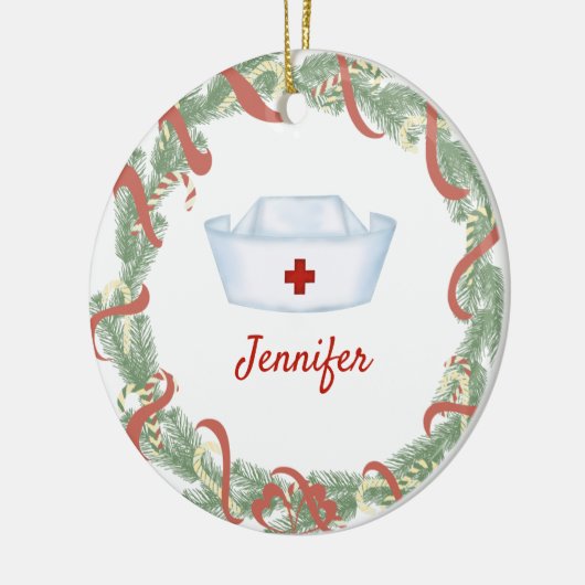 Persoonlijk kerstgeschut voor verpleegkundig Pet Keramisch Ornament (Links)