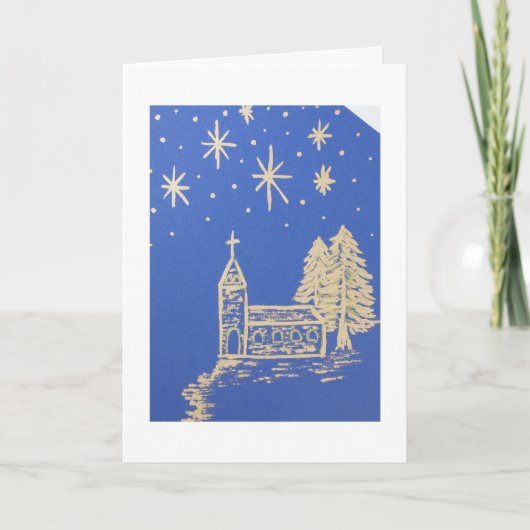Persoonlijk, kerstkerk, sterren feestdagen kaart (Voorkant)