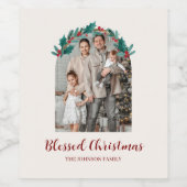 Persoonlijk Kerstkrans Foto Wijnlabel Wijn Etiket (Enkel label)