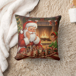 Persoonlijk Kerstman & Elf Schaken Kerstspel Kussen