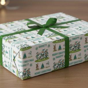 Persoonlijk kerstman-voetbal-cadeaupapier inpakpapier vel