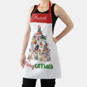 Persoonlijk Kerstmis Kattig Kat Kerstfeest Schort (Insitu)