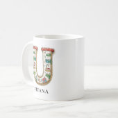 Persoonlijk Kerstmis Monogram Initiaal U Koffiemok (Voorkant links)