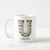 Persoonlijk Kerstmis Monogram Initiaal U Koffiemok (Links)