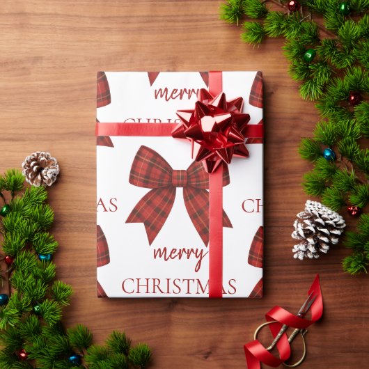 Persoonlijk Kerstmis | Rode geruite strik Cadeaupapier (Feestdagen Geschenken)