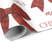 Persoonlijk Kerstmis | Rode geruite strik Cadeaupapier (Rol Hoek)