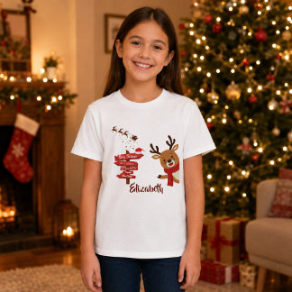 Persoonlijk Kerstmis Schattig Rendier Vakantie T-shirt
